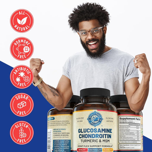 Glucosamine Chondroitin MSM Turmeric Boswelia - Joint Support Supplement. Helps with Inflammatory Response, Occasional Discomfort Relief for Knees...