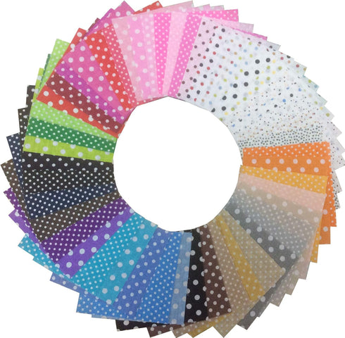 50pcs 4" x 4" Premium Cotton Craft Fabric Bundle Squares Patchwork Lint DIY Sewing Scrapbooking Quilting Dot Pattern Artcraft (Dot)...