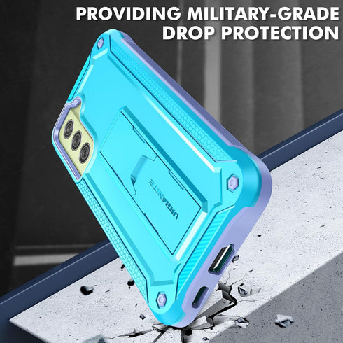 URBANITE for Samsung Galaxy S21 FE 5G Case, Military Grade Rugged Shockproof Protective Cover with Screen Protector and Kickstand (Blue and Purple...