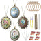 ZOCONE 4 Packs Embroidery Necklace Kits, Embroidery Pendant Kit Mini Cross Stitch Kit with 4 Hoops, Necklace, Pendant, Stamped Pattern Cloth, Inst...