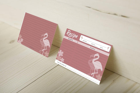 Home Advantage Pink Flamingo Design Set Double Sided Family 4x6 Recipe Cards, Set of 50...