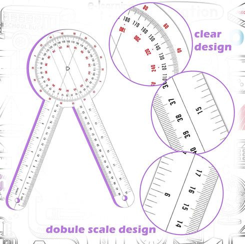 12 Inch Goniometer Transparent Orthopedic Angle Ruler Plastic Goniometer 360 Degree for Body Measuring Tape Goniometer Protractor Ruler (6 Pieces)...