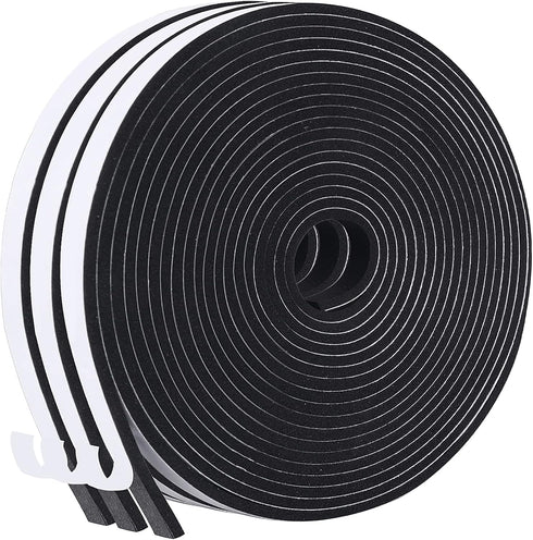 Weather Stripping Door Seal, 1/4 Inch W X 1/8 Inch T Adhesive Foam Tape, Window Door Draught Excluder Air Conditioner Gasket Foam Tape, Total Leng...