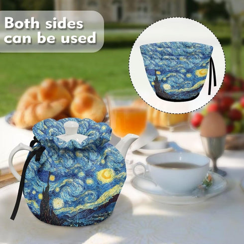 Teapots Dust Cover Insulated Van Gogh Starry Night Print Tea Cozy for Teapot Tea Kettle Cover Breakfast Insulation Lid Warmer Tea Cosy Kitchen Cof...