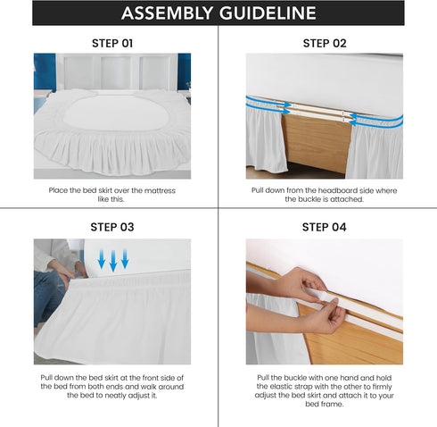 Utopia Bedding Twin Elastic Bed Ruffle - Easy Wrap Around Ruffle - Microfiber Bed Skirt with Adjustable Elastic Belt 16 Inch Tailored Drop - Hotel...
