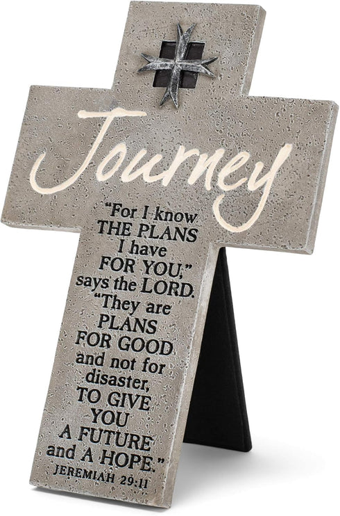 Lighthouse Christian Products Future and Hope Journey Marbled Grey 8 Inch Cast Stone Cross Figurine...