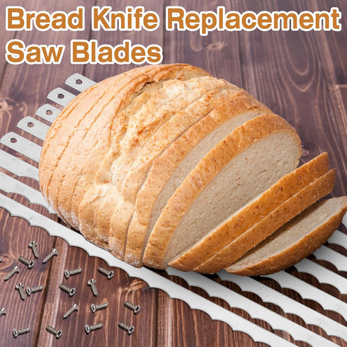 Bread Bow Knife Blades Stainless Steel Replacement Blade Bread Blade with Screws for Cake Homemade Bread Cutting Wooden Bread Knife, 10.8 Inches (...