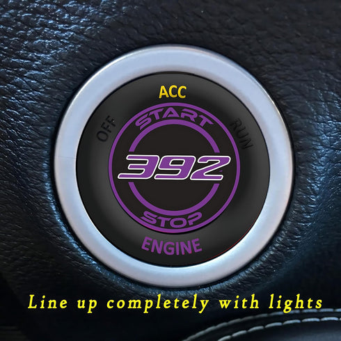 Car Push Start Button Cover for Dodge Challenger Charger Durango Accessories 2015-2024 - Engine Button Overlay Crazy Purple Emblem - 392 Style Bad...