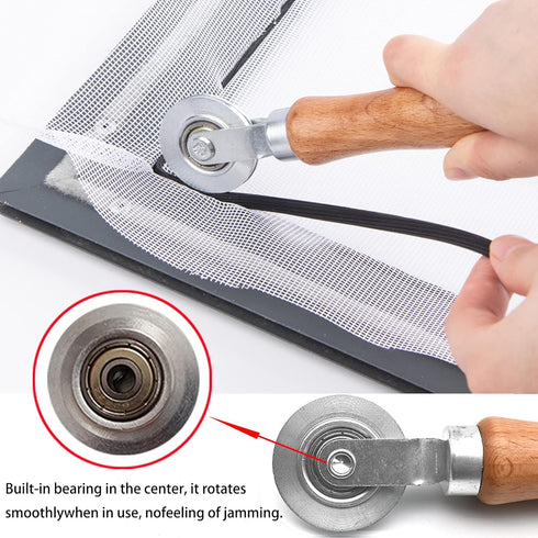 BAYTORY 3Pcs Screen Tool, Window Screen Spline Roller Tool with Wooden Handle and Steel/Nylon Bearing Wheels, Mesh Screen Door Repair Kit Easy to ...