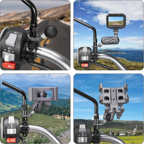 FANAUE MB-01 Angled Bolt Head Adapter Ball Base with 10mm Mounting Hole for RAM Mounts B Size Double Socket Arm and Bike Motorcycle Phone Holder, ...