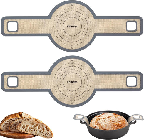 Sourdough Silicone Bread Sling - Non-Stick & Easy Clean Silicone Bread Mat for Dutch Oven. Reusable With Extra Long Handles Silicone Bread baking ...