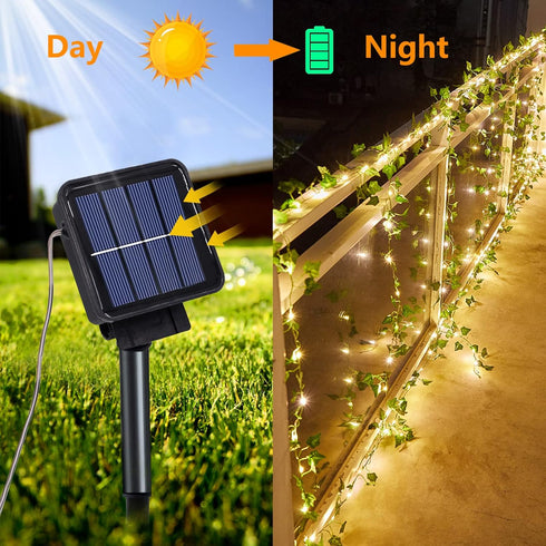 ANGMLN White Solar String Lights Outdoor, 39.4 FT 100 LED Outdoor Waterproof Fairy Lights 8 Modes Copper Wire Lights for Valentine's Day Christmas...