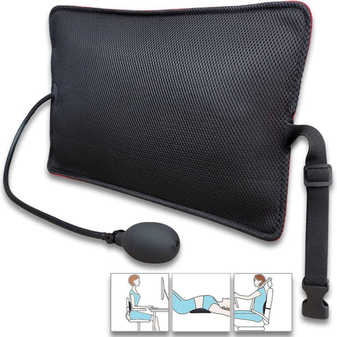 Inflatable Lumbar Support Pillow for Office Chair and Car Seat, Back Support Cushion with Air Pump for Reducing Lower Back Pain...