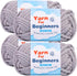 Easy Yarn for Beginners, 4x50g Chunky Thick Yarn with Easy-to-See Stitches, Cotton Yarn for Beginners with Crocheting Accessories for DIY Crocheti...