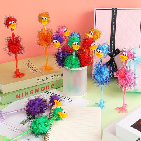 12 PCS Flamingo Pens, Cute Fluffy Bird Pens, Funny Pens for Birthday, Stocking Stuffers, Kids School Supplies, Classroom Prizes...