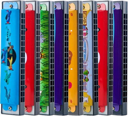 12 Pcs Kids Harmonica Toy Cartoon Harmonica 16 Holes Musical Instrument Harmonica for Boys Girls Beginner Party Favor Educational Toys, Random Col...