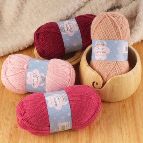 JubileeYarn Snow Blossom Yarn - DK Superwash Wool Yarn - Shades of Red - 4 Skeins...