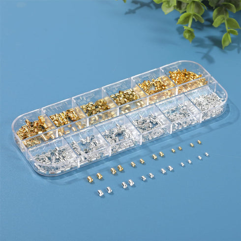 1050 Pcs Silver and Gold Crimp Beads for Jewelry Making, 1.5mm 2mm 2.5mm Crimping Bead Stopper Crimp Tubes for Earring Necklace Pendant DIY Jewelr...
