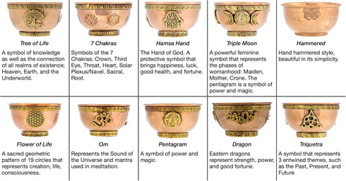 7 Chakras Copper Offering Bowl - for Altar Use, Ritual Offerings, Home Decor, Chakra Decor, Meditation Accessories - Incense Holder and Smudge Bow...