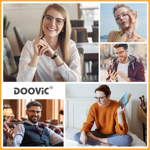 DOOViC 4 Pack Blue Light Blocking Reading Glasses Anti Eyestrain Fashion Classic Style Spring Hinge Computer Readers for Women Men 1.50 Strength...