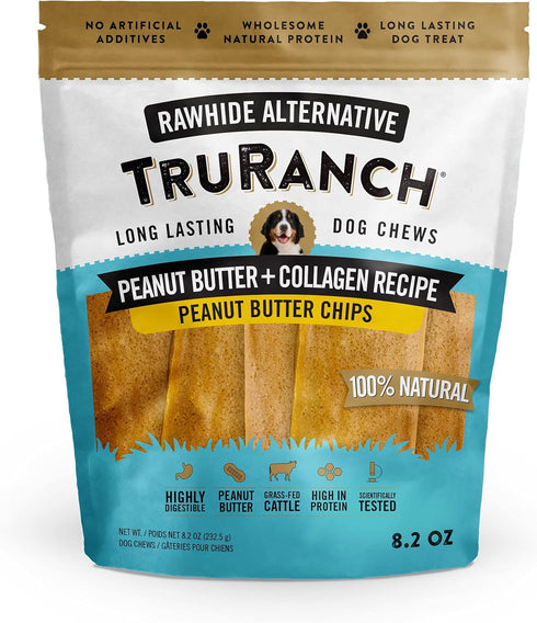 Collagen Chips Peanut Butter, Healthy Joint Support Dog Treat, Rawhide Alternative, Skin & Coat Health, Made with Real Peanut Butter, 1 Bag, 8.2 o...
