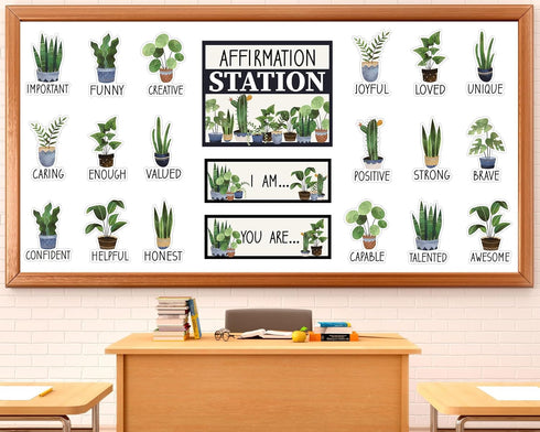 Boho Affirmation Station Bulletin Board Set Boho Plant Bulletin Board for Classroom Decor Motivational Posters Positive Affirmations Accents Inspi...