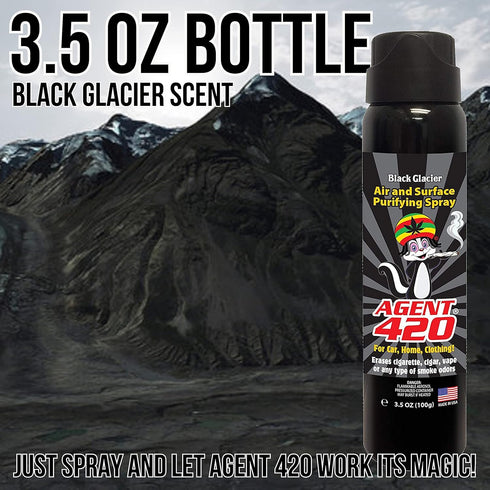 Agent 420-3.5 oz Odor Destroying Spray for Eliminating Unwanted Odors in Your House, Car or Apartment, Freshen Up The Crib (Black Glacier)...