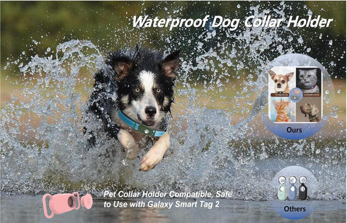 5 Pack Dog Collar Holder Compatible with Samsung Galaxy Smarttag 2,Waterproof Silicone Tracker Case Holder for Samsung Galaxy Smart Tag 2,Anti-Scr...