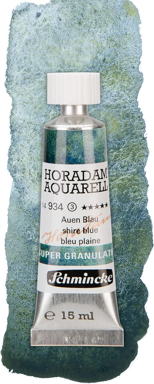 Schmincke - HORADAM® AQUARELL, Super Granulation, 14 934 006 Shire Blue, 15 ml tube, very strong granulating colors, finest, super granulating wat...