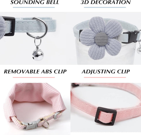 NA SooGree Cat Collar, Bow Tie Kitten Collar Bandana Adjustable Pet Neck Bows with Removable Bowtie Bandana Cute Flower Collar Accessories Gift fo...