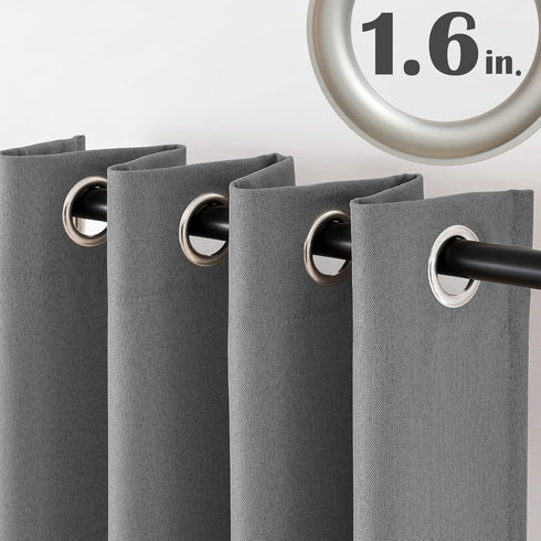 jinchan Room Darkening Linen Textured Curtain 63 Inch Length for Living Room Room Darkening Thermal Insulated Grommet Top Window Drape for Bedroom...
