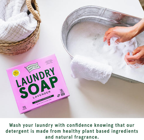 Ingredients Matter Powder Laundry Soap - Lavender Scent, Hypoallergenic Detergent, Natural & Eco-Friendly, Plastic Free, Made in USA, Natural Esse...