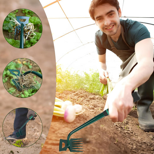 Weeding Artifact Uprooting Weeding Tool Claw Gloves Kit, 6 Teeth Dual Purpose Weed Puller, for Yard Farm Gardening Cultivating Loosening Weeding M...