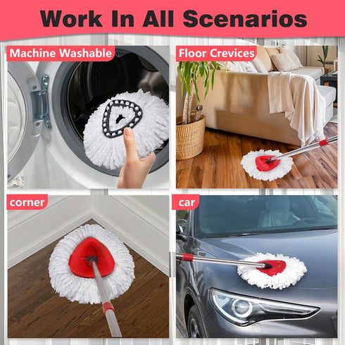 Mop Replacement Heads 2 Pcs & 1 Scrub Brush Combo for Ocedar Easywring 1-Tank System,Microfiber Spin Mop Replacement Head,Machine Washable for Bat...