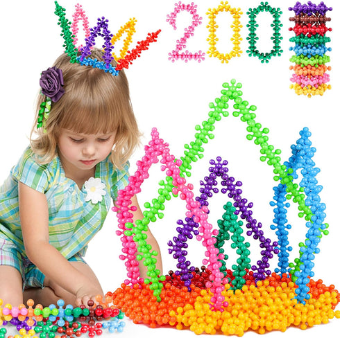 NEOACT 200PCS Building Blocks Kids Educational Building Toys Interlocking Plastic Connect Block Manipulatives for Preschool Kids Aged 3+, Creativi...