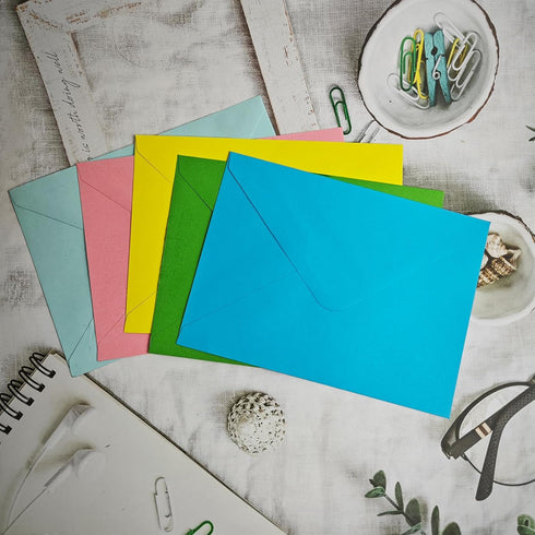 YINUOYOUJIA 50 pack Multicolor Envelopes,5x7 Envelopes V Flap,A7 Invitation Envelopes,envelopes for 5x7 cards,Weddings,Birthday,Baby Shower,postca...
