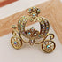 Stunning Gold Tone Opens AB Crystal Accent Pumpkin Carriage Pin Brooch Fair Tale Jewelry...