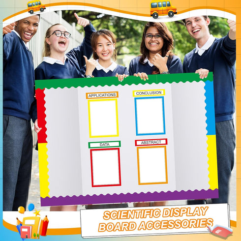 90 Pcs Science Fair Board Supplies 60 Trim Scalloped Bulletin Board Borders 24 Presentation Board Subtitles 6 Science Fair Titles for Classroom Di...