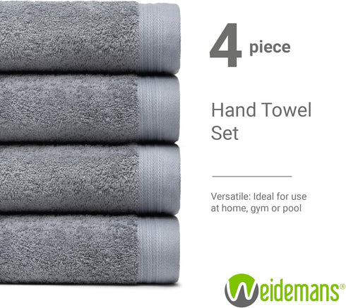 Premium Towel Set of 4 Hand Towels 18" x 30" Color: Dark Grey |100% Cotton|4 Ultra Soft and Highly Absorbent Hand Towels for Bathroom, Gym, Hotel,...
