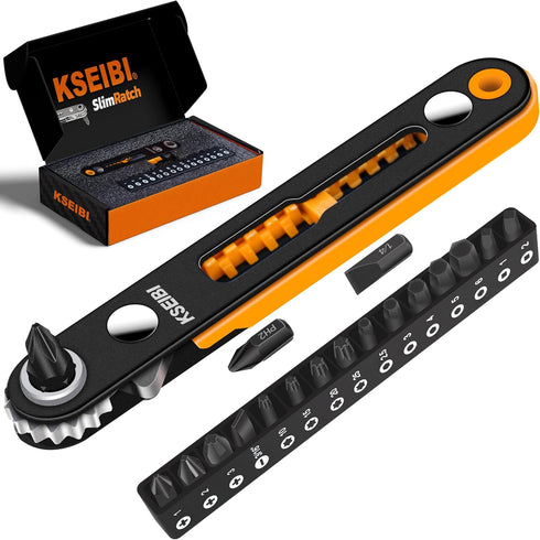 KSEIBI 181787 Mini Ratchet Wrench Set 18-Piece | 1/4" Drive, Slim Profile with Durable Right Angle Screwdriver Bits | Versatile & Compact Tool Kit...