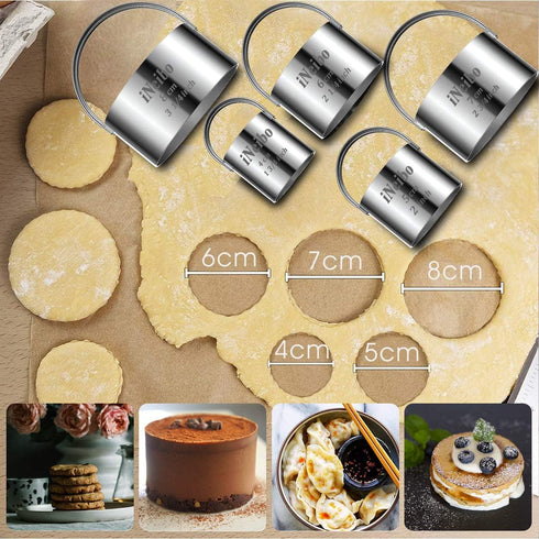 iNeibo Biscuit Cutter Set, Cookie Cutter, Round Shape Circle Scone Cutters, Pastry Dough Baking Cutter, Shapes Pastry Cutter for Dumpling Skin Cut...