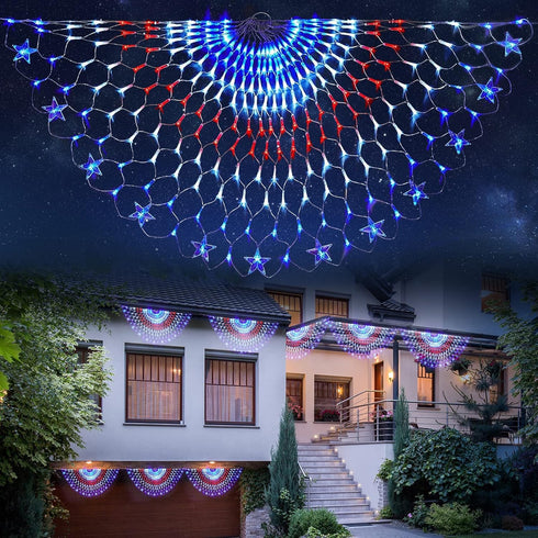 HYH American Flag LED Lights - 47in Patriotic Lights for 4th of July Decorating Indoor and Outdoor Waterproof Half Fan Flag Lights for Patriotic L...
