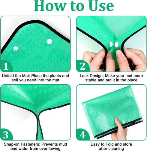 Plant Repotting Mat for Garden, 2 Pcs Waterproof Potting Mat Foldable Indoor Plant Mat Portable Square Gardening Mat Potting Tray with 6 Pcs Mini ...