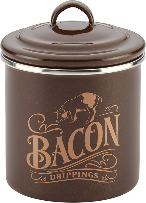 Ayesha Curry Enamel on Steel Bacon Grease Can / Bacon Grease Container - 4 Inch, Brown...