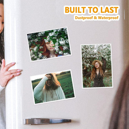 Mingting Magnetic Picture Frame, Holds 5X7 Inches Pictures, Reusable While Magnet Fridge Photo Sleeves for Refrigerator, Locker,Office Cabinet (Wh...