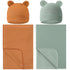 2 Sets Newborn Infant Swaddle Hat Infant Bear Ear Beanie Baby Receiving Blankets Newborn Swaddle Wrap Hospital Receiving Blankets for 0-6 Mouths U...