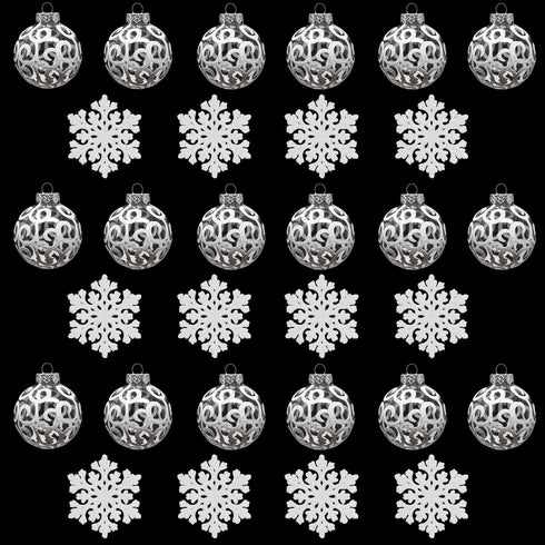 SLEETLY White Ornaments for Farmhouse Christmas Tree Holiday Xmas Decorations for Christmas - Shatterpoof Plastic 2.36 inch Clear Swirl, Ornament ...