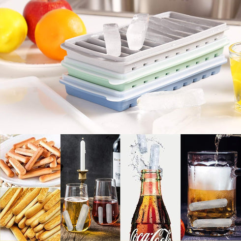 LessMo 3 PCS Ice Cube Tray, Long Ice Stick Tray Silicone with Lid, Rectangular Narrow Stick, Reusable, Flexible, Easy Release, for Small Mouth Spo...