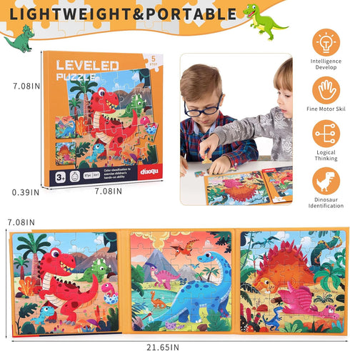 Magnetic Puzzles for Kids 3-8 - 97 Pieces Montessori Magnet Puzzle Book for Toddler Ages 3-5 Dinosaur Activities Toy Travel Puzzles Game Learning ...