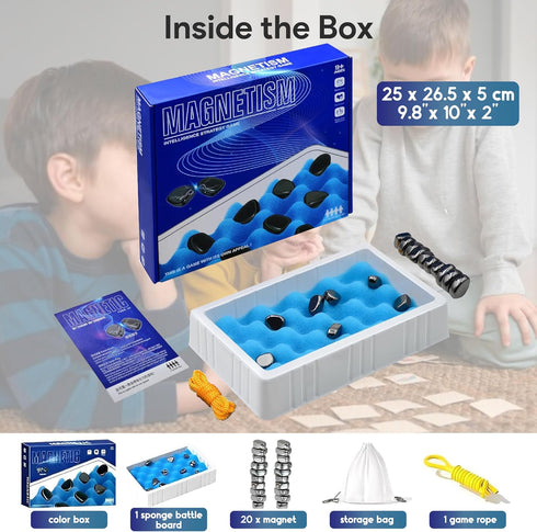 Magnetic Chess Game Set with Stones, Kluster Magnetic Rocks Board Games for Adults Kids 6-8-12 with Strings, Strategy Magnet Chess Board Table Gam...